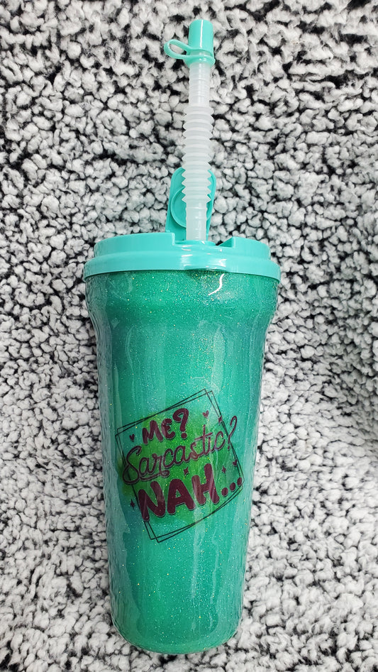 Mint Green Sarcastic 35-ounce Plastic Glitter Tumbler