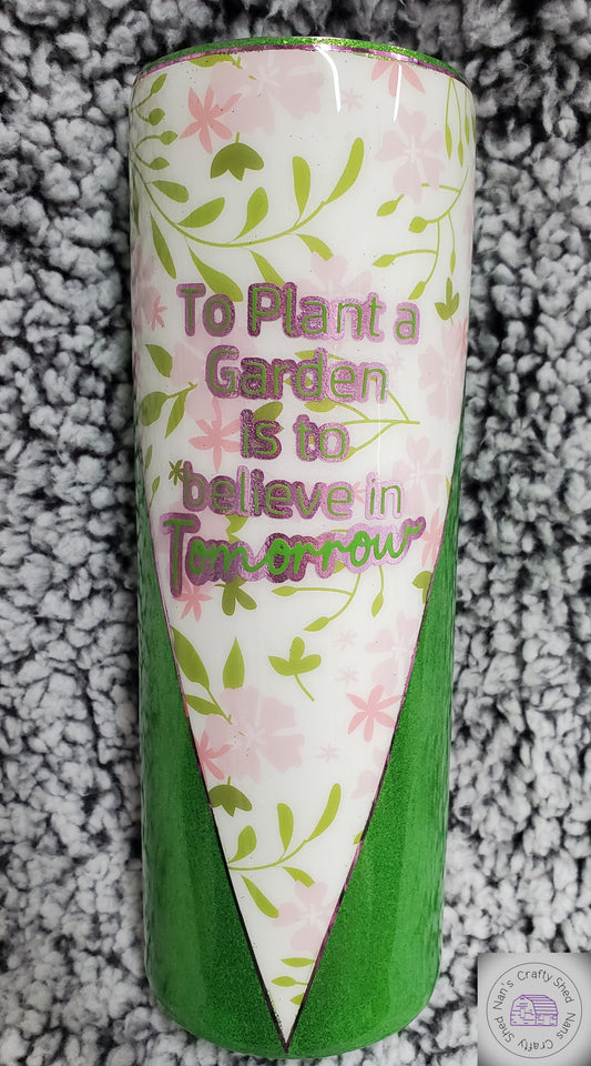 Plant a Garden 20-ounce Glitter Tumbler