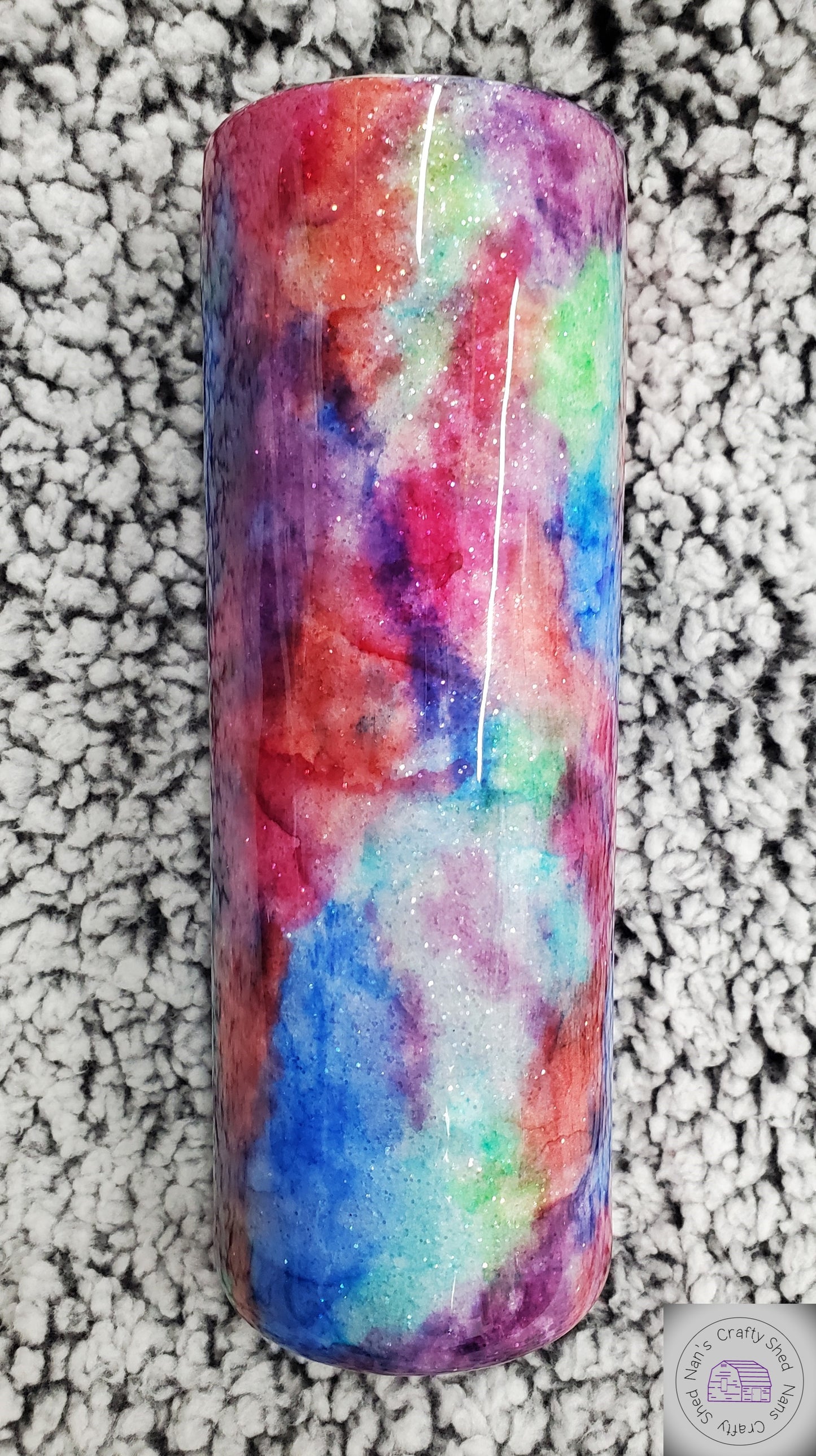 20-ounce Rainbow Clouds Glitter Tumbler
