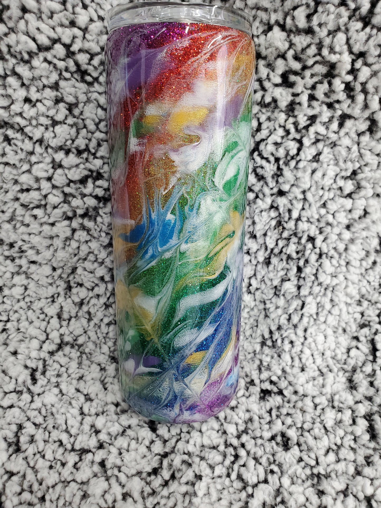 Rainbow Swirls 20-ounce glitter Tumbler