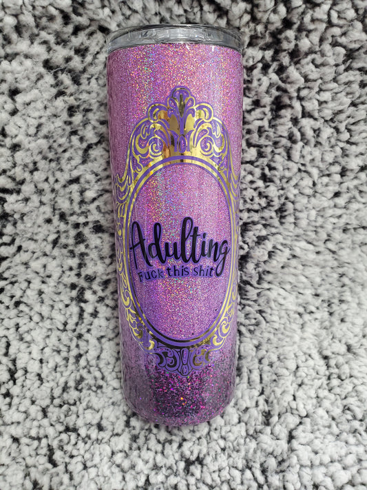 Adulting F**K this 20-ounce Glitter Tumbler