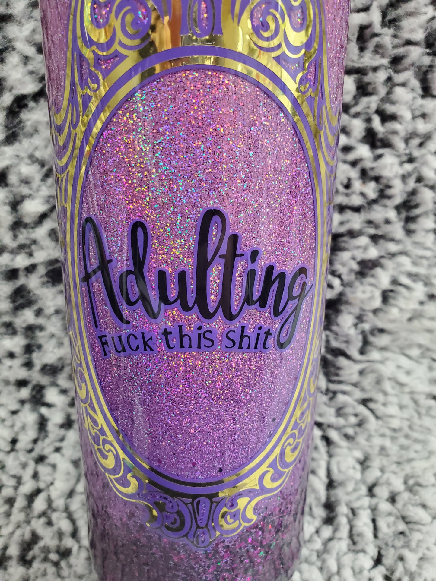 Adulting F**K this 20-ounce Glitter Tumbler