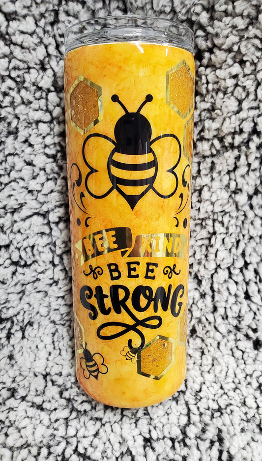 Bee Kind, Bee Strong 20-ounce Glitter Tumbler