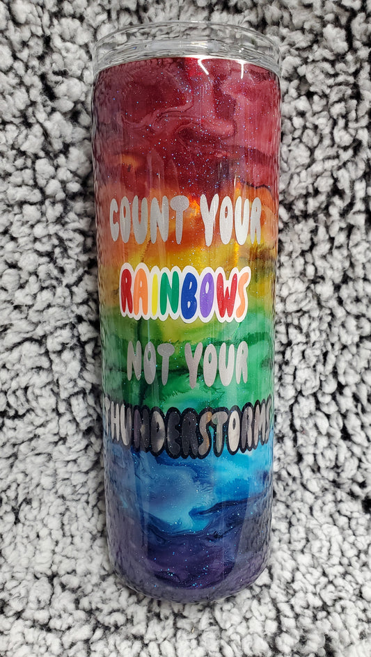 Count Your Rainbows 20-ounce Glitter Tumbler