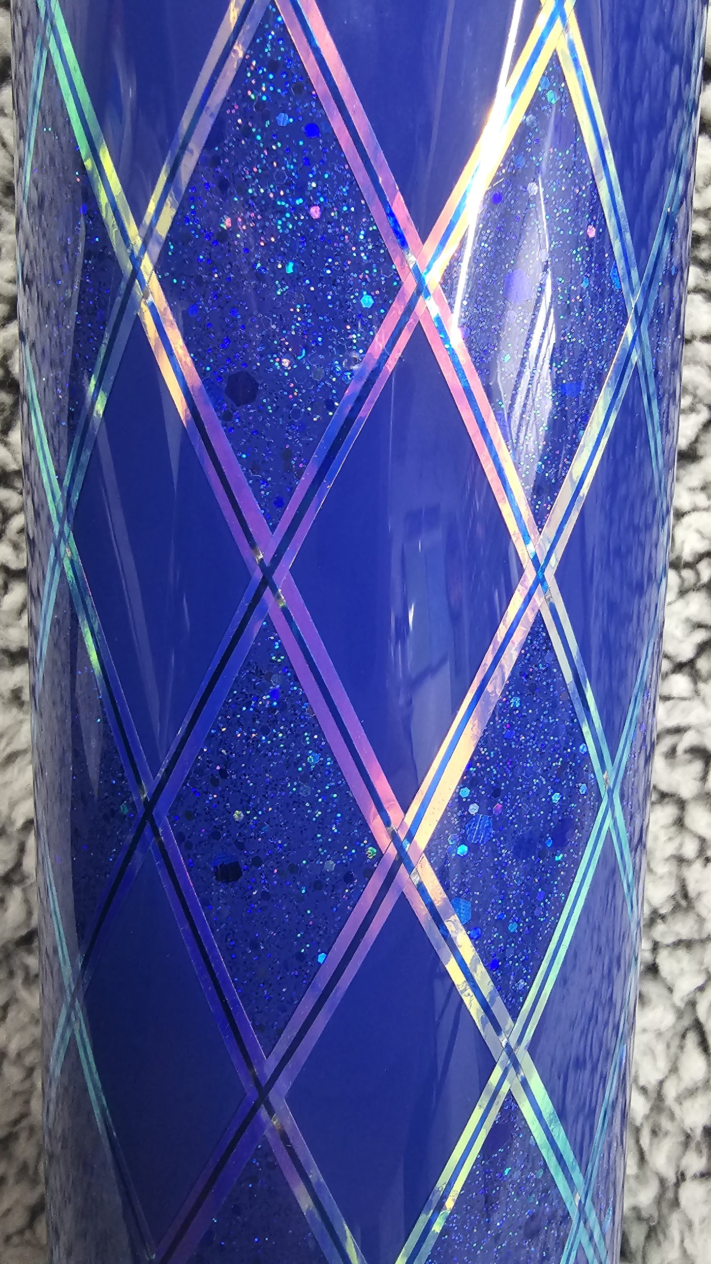 Blue on Blue Argyle Glitter Tumbler 30-ounce