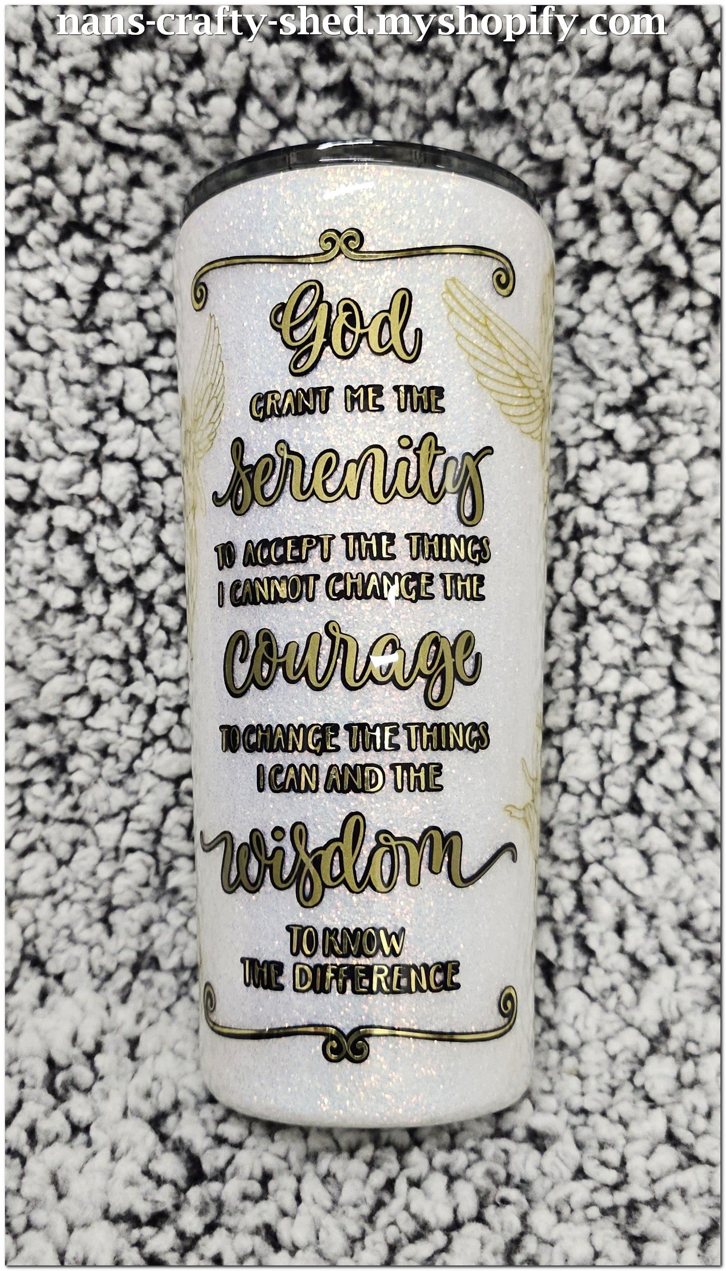 Serenity Prayer 22-ounce Glitter Tumbler